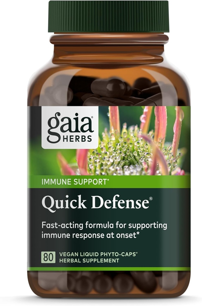 Gaia Herbs Hızlı Savunma - Hızlıca Immune Support Supplement* - Echinacea, Black Elderberry, Ginger & Andrographis - 80 Vegan Sıvı Phyto-Capsules (8-Day Supply)