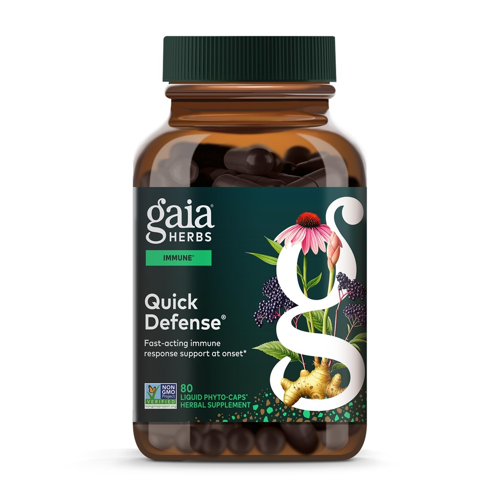 Gaia Herbs Hızlı Savunma - Hızlıca Immune Support Supplement* - Echinacea, Black Elderberry, Ginger & Andrographis - 80 Vegan Sıvı Phyto-Capsules (8-Day Supply)