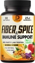 27in1 Fiber ve Spice Supplement - Organik Psyllium, Whole Apple, Elderberry & More - Destek Mood, Body & Immunity - 1 Ay için 90 Capsules