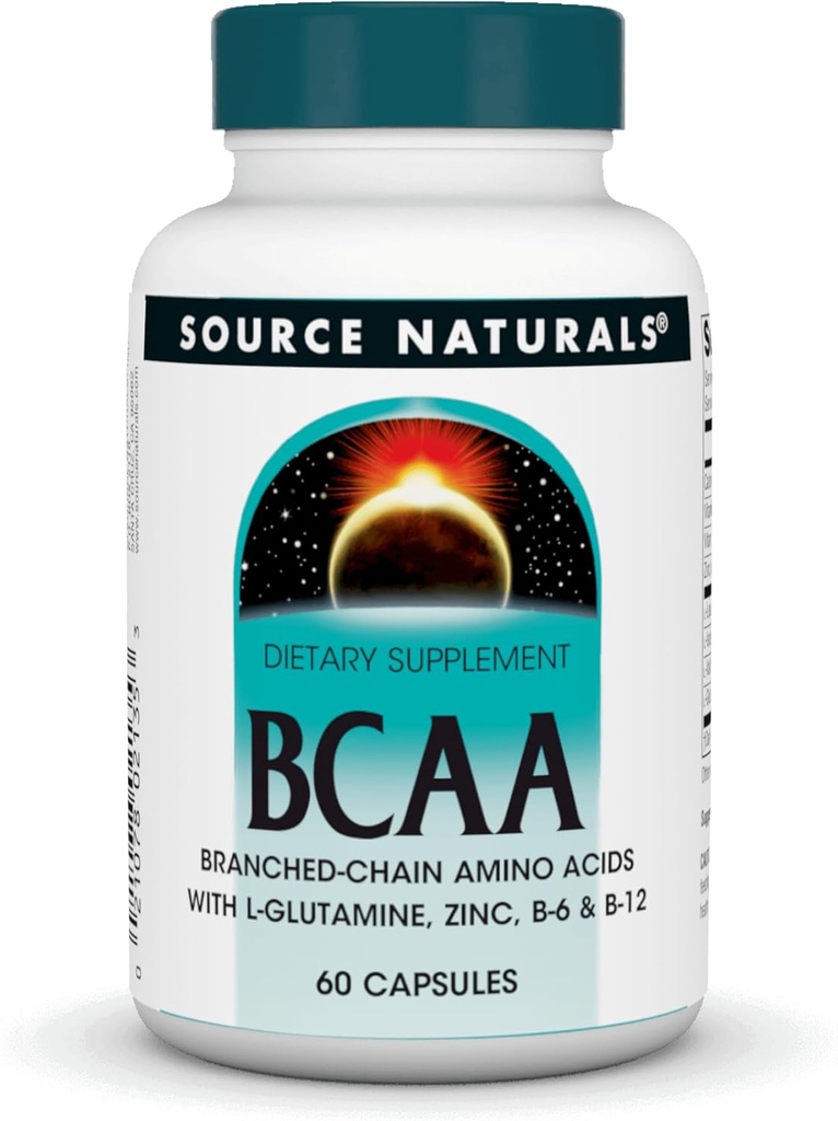 Source Naturals BCAA Διακλαδισμένη Αλυσίδα Αμινοξέα, Παρέχει Υποστήριξη στα Μυϊκά Συστήματα του Σώματος* - 60 Κάψουλες