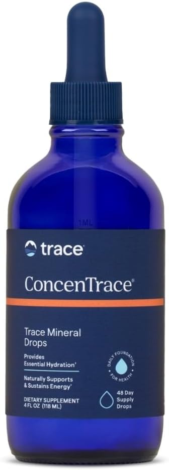 Trace Minerals ConcenTrace Trace Mineral Drops | Supports Energy, Digestion, Bone Health & Hydration, 70+ Ionic Trace Minerals w/Magnesium, Chloride & Pyum | Hua, Vegan & Non-GMO | 48 Servisler