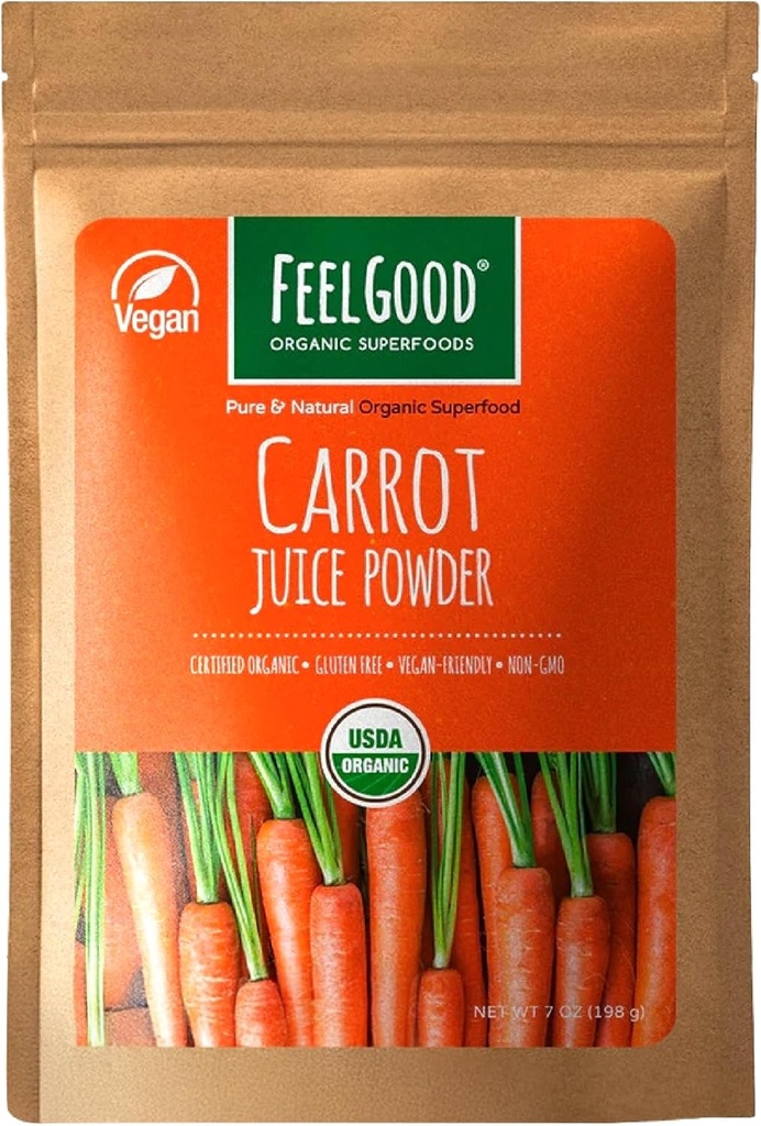 İyi Superfoods Carrot Juice Toz - Digestive, Skin, Eye & Immune Support - Contains Beta Carotene & Vitamin A - 7 ozz