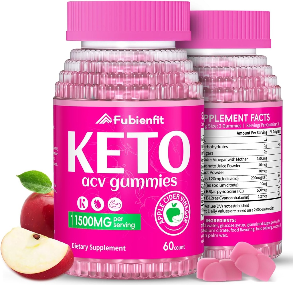 (2 Pack) Keto ACV Gummies Advanced Formula 1500MG Keto Gummies Apple Cider Vinegar Formulated with Ρόδι με σκόνη χυμού Β12 Vegan Non GMO 120 Gummys