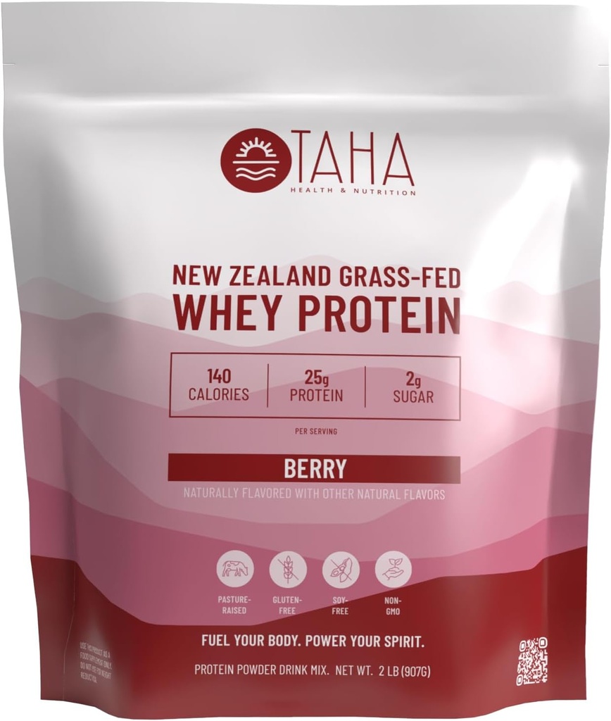 Taha Health & Beslenme Berry Donmuş Whey Protein Yoğun Toz, 25g Protein, 140 Calories, 2g Sugar | Yeni Zelanda Grass-Fed, Free-Range Dairy | Gluten ve Soy Free, Keto, Kosher | 2LBBB