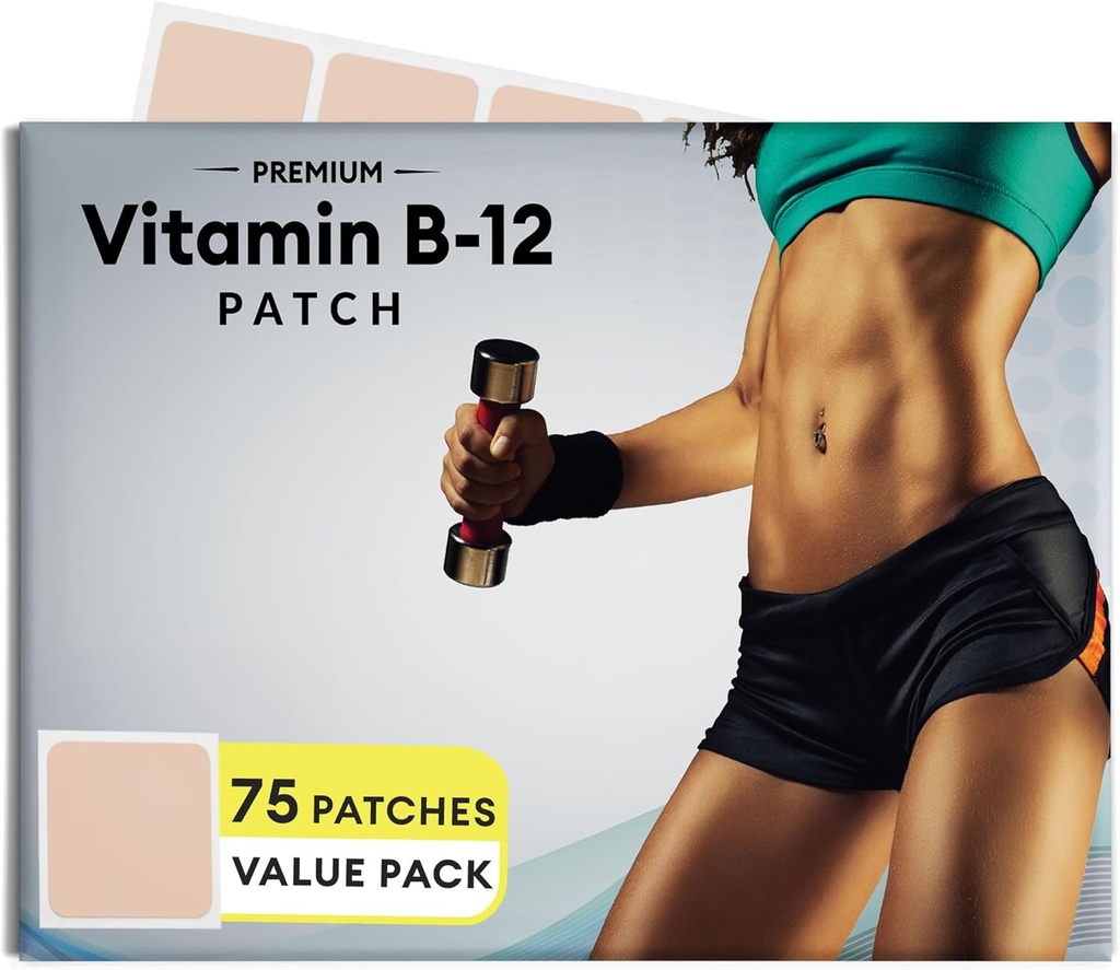 B12 Patch for Energy Plus – 75 Count Pack - B12 Patches – B12 with Methylcobalamin & Guarana