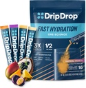 DripDrop Hydration Packets - Tropikal Çeşitli Paket - Single Serve Electrolytes Toz İçecek Mix - Mango, Açaí, Passion Fruit, Piña Colada - Non-GMO, Gluten Free, Vegan - 16 Sticks