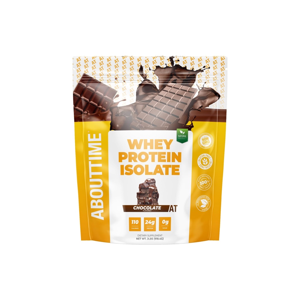 Time Whey Protein Isolate Toz 24g Chocolate, Natural Materialss, Non-GMO, Gluten-Free, Lactose-Free, Zero Sugar, Low Carb, 32 Hizmet