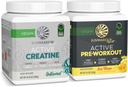 Aktif Preworkout Hydration Mix & Tinatine Monohidrat Toz Set | Sche & Save | Non-GMO Soy Süt Filler & Gluten Free (60 Unflavored Kretine, 30 Hizmet Yuzu Mango Preout)