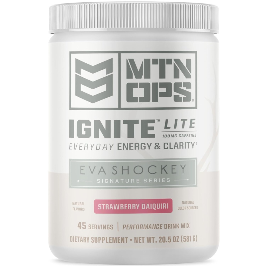 MTN OPS Ignite Lite Energy Drink Toz Gluten Free Nitrik Oksit Supplement Drink Mix, L Arginine, L Citrulline, Caffeine & Nootropic Sugar Free Drink Mix, 45 Services, Strawberry Daiquiri Flavor Tarafından Eva