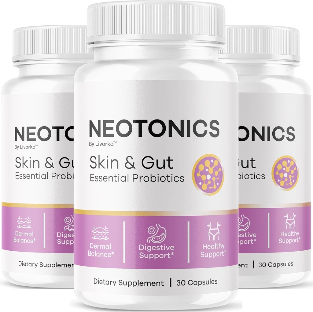(3 Pack) Neotoniks Capsules - Resmi Neotonics Skin & Gut Essential Probiyotiks, Advanced Formula Neotonics Skin and Gut Organic, All Natural Supplement Neotonics Review, 90 Capsules 5 Ay