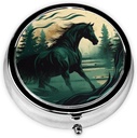 Yuvarlak Pill Box Sevimli Küçük Pill Case Purse Pocket Realistic Horse Picture Style Portatif Pill konteynerleri Vitaminler İlaç Balık Yağı ve Supplements