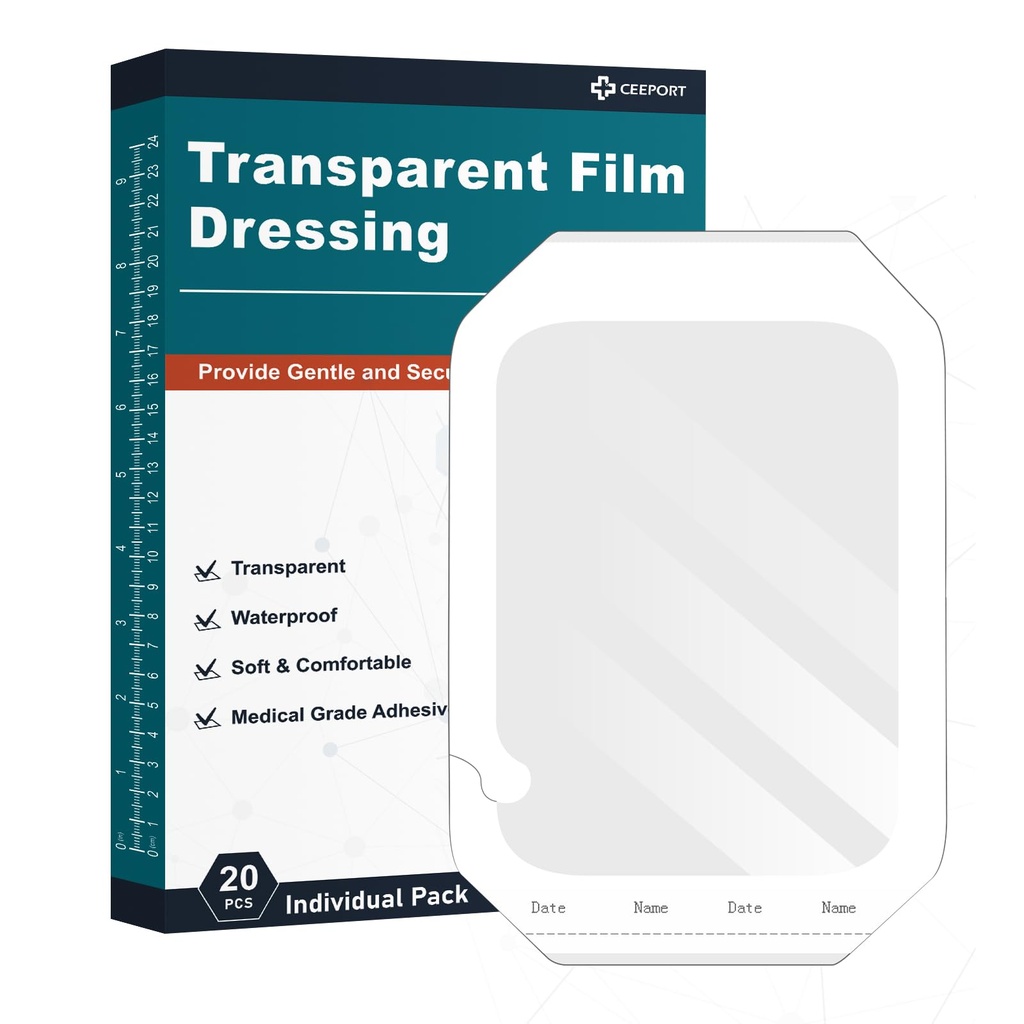 Say Film 6'nın x 8'ini giyiyor, 20 Packs Subay Bantage Yapıştırıcı Patches, Yara Cover Patches for Post Surgery Duş, IV Shield, Aftercare Bandage Bandage
