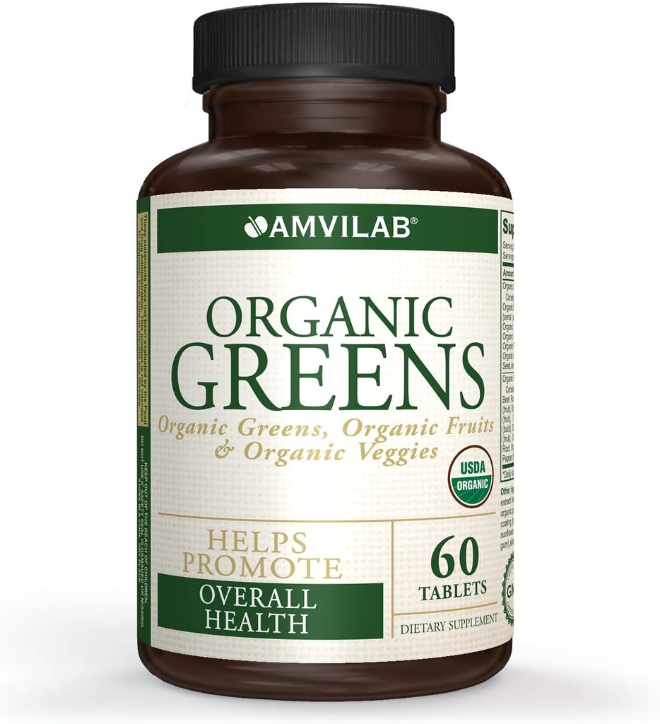 Organic Greens, Fruits & Veggies Best Supplement to Boost Energy, Detox, Enhance Health. USDA Organic, χωρίς γλουτένη, Vegan, μη ΓΤΟ, No. 1 Πηγή του Essential Nutrient-Rich Super-Food 60 Count