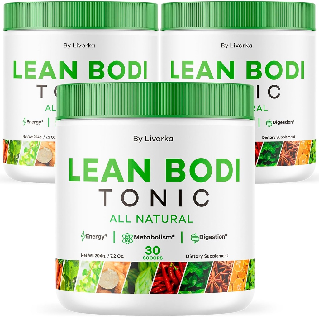 LIVORKA Lean Bodi Tonic, All Natural Advanced Formula Toz - 90 Hizmet (3 Ay Supply) - 3 Paket