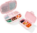 2 Pack Pill Case Organizer,Travel Pill Box with Label, Daily Medicine Organizer Case, Su Pocket Container Case, Portatif Pink Supplement Case Medicine Konteyner Compact for Vitamin Vitamin For Vitamin