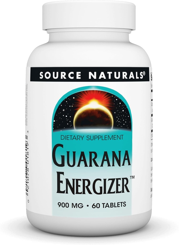 Source Naturals Guarana Energizer, Dietary Supplement - Supports A Long Lasting Energy Boost* 900 mg - 60 Tabletler