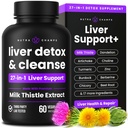 NutraChamps Liver Cleanse Detox & Tamir Formula, 20+ Herbs: Süt Butle Silymarin, Artichoke, Dandelion, Chicory Root Toz, Liver Support Pills Supplement, 60 Capsules
