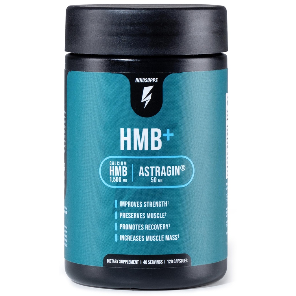 InnoSupps HMB+ | 1500 mg HMB (Beta-Hydroxy Mebutyrate) & 50 mg Astragin | Gelişmiş Aborpsiyon, Koruma Kası, Optimizasyonu, Lean Kas Mass | Gluten Free - 120 Veggie Capsules