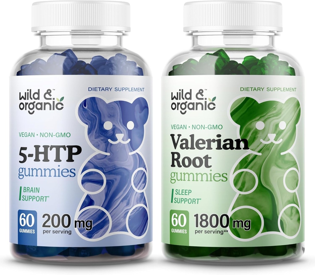 Άγρια & οργανικά 5HTP Gummies & Βαλεριάνα Ρίζα Gummies 60 κόμης