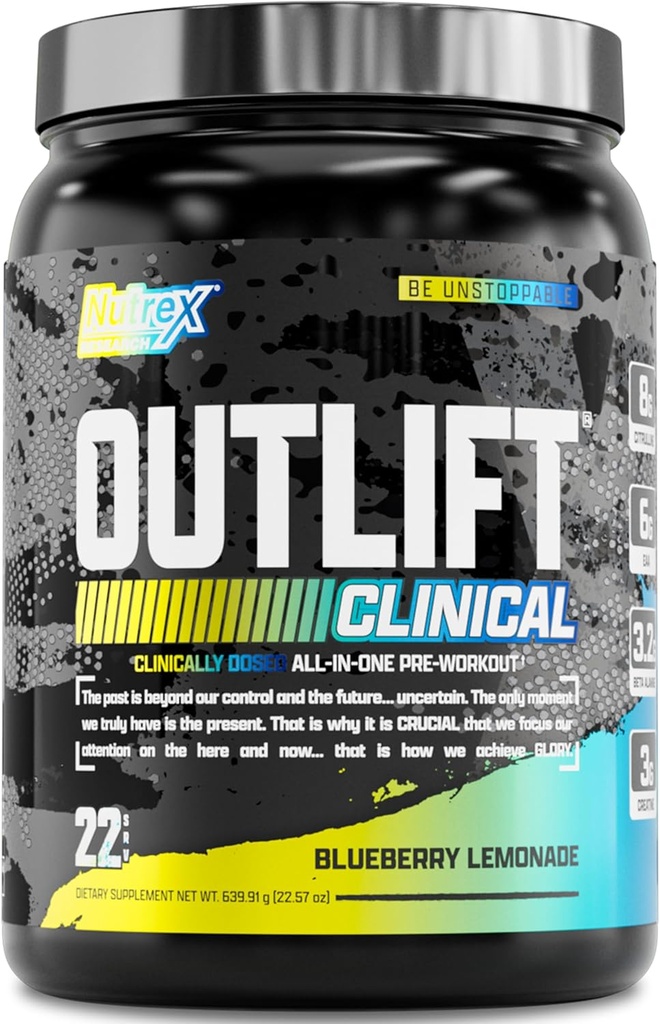 Nutrex Research Outlift Klinik Klinik Olarak Kadın, Citrulline, EAA | Enerji, Performans, Erkekler ve Kadınlar için Preworkout Supplement (22 Hizmet, Blueberry Lemonade)