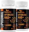 1300 MG Liposomal NAD+ Tamam | En Yüksek Absorpsiyon | Purest NAD Supplemet to Boost NAD+ Effetli | NAD+ Aging Defese, Cellular Energy, Longevity | 120 Kont