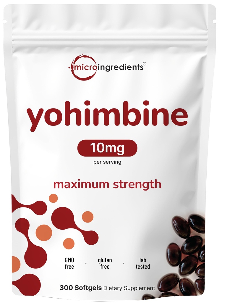 Erkekler ve kadınlar için çift güçlü Yohimbine Supplements, 10 mg Arada, 300 Softgels, Yohimbine HCL, Virgin Sunflower Tohum Petrolünü Daha İyi Absorpsiyon için Destekler Enerji Üretimi, Afrika Raw