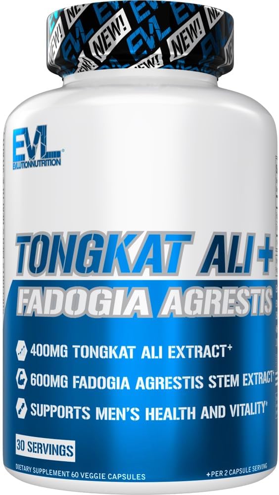 Evlution Beslenme Tongkat Ali + Fadogia Agrestis - Erkeklerin Sağlık + Vitality Desteği - 400 mg Tongkat Ali + 600 mg Fadogia Agrestis Stem Ekstraksiyon - Workout Supplement - Vegetarian Capsules - 30 Hizmetler