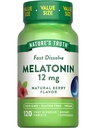 Nature's Truth Melatonin Tabletleri | 12mg | 120 Kont | Natural Berry Flavor | Hızlı Dissolve | Vegan, Non-GMO & Gluten Free Supplement Supplement