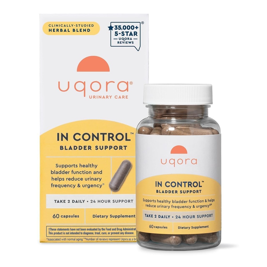 Uqora in Control Bladder Support - Daily Bladder Care & Support for Urinary Comfort - Made with botanicals - Gluten-Free & Vegetarian - 60 Capsules