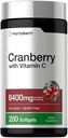 Horbäach Cranberry Pills for Women and Men | 8400 mg | 200 Softgels | Vitamin C | Non-GMO, Gluten Free