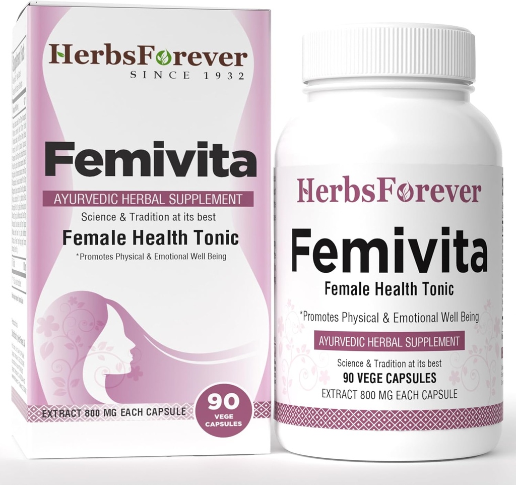 Herbsforever Femivita Capsules Günlük Kadın Sağlığı Supplement Sağlıklı Cilt ve Güçlü Kaslar 90 Vege Capsules 800 Mg Her