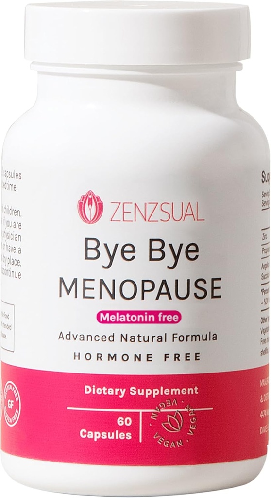 ZENZSUAL Bye Bye Menopause Supplements for Women – Natural Menopause Support for Hot Flashes, Night Sweats, Mood Swings & Hormon Balance – Melatonin-Free, Vegan, Estrogen-Free Formula – 60 Capsules