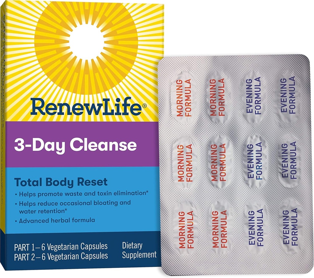 Yeni Hayat Yetişkin Cleanse Total Body reset, Advanced Herbal Formula - 2Part, 3-Day Program - Gluten, Süt & Soy Free - 12 Vegetarian Capsules