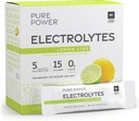 Δρ. Mercola Pure Power Electrolytes - Υποστηρίζει την Ενυδάτωση & Μυική Λειτουργία - Μαγνήσιο & Μείγμα Καλίου - 0 g Ζάχαρη ανά Σερβίρισμα - Λεμόνι Lime - 30 Πακέτα