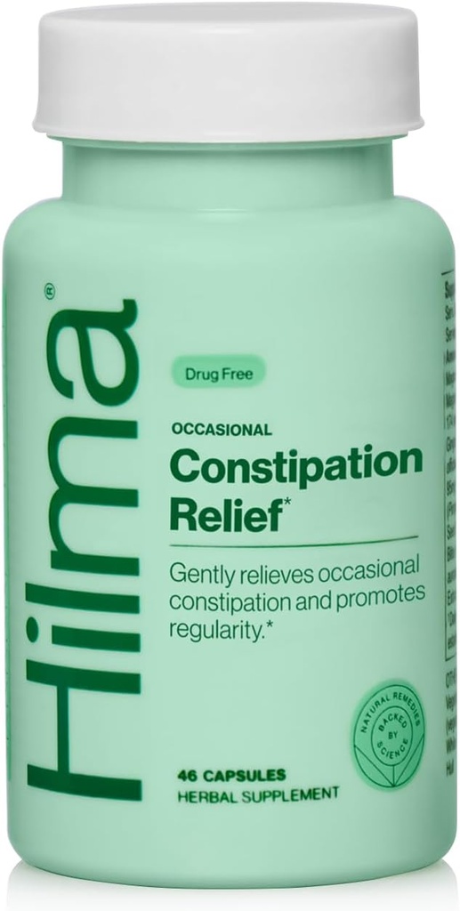Hilma Gentle Bowel, Περιστασιακή δυσκοιλιότητα Ανακούφιση με Κιτρικό Μαγνήσιο, Φυσικό και Απαλό Laxatives για Δυσκοιλιότητα w/Magnesium Citrate, Ginger, Anise και Bitter Orange, 46 Vegan Κάψουλες