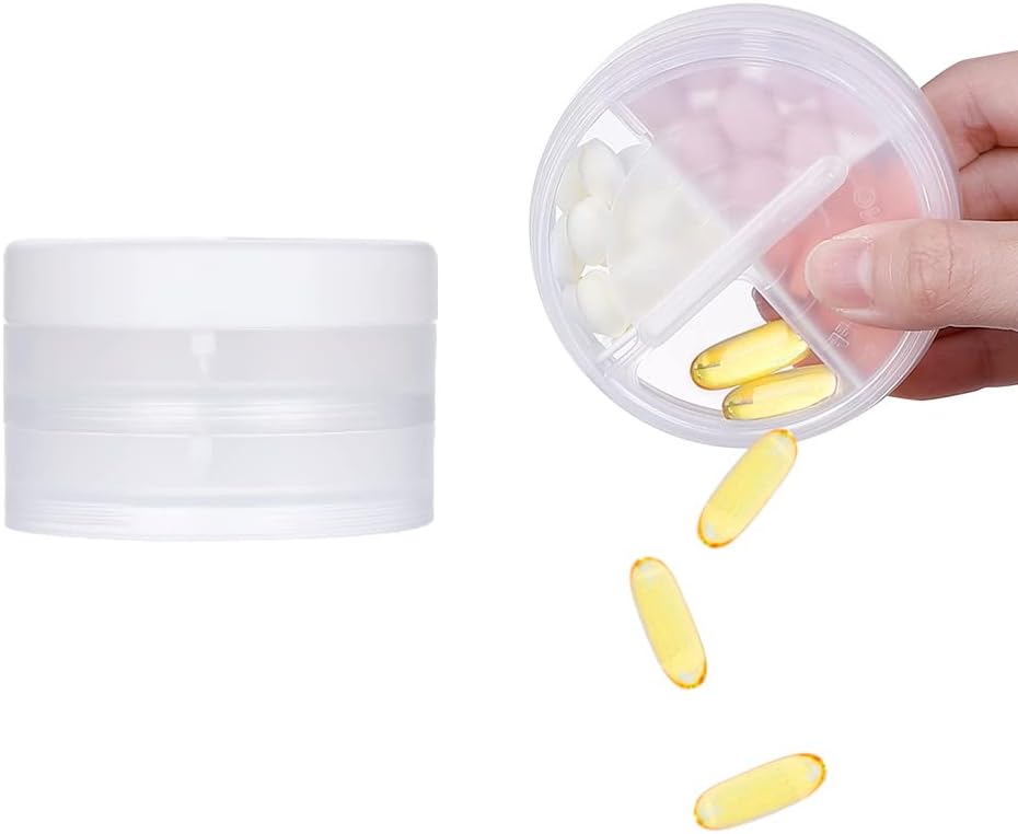 2 Katmanlar Pill Case, KIGI Daily Pill Organizer 8 Karşılaştırma 1 Gün 4 Times Portatif Pill Box Vitamin Organizer (Clear 3.1-2Inch)