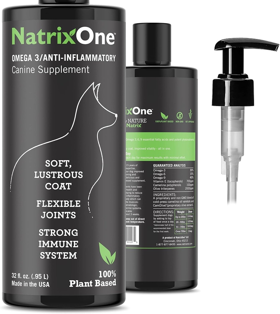 100% Pure Camelina Oil for Dogs, 32 oz - Dog Skin and Coat Supplement All-Φυσικό Συμπληρώματα, Καρδιά Υποστήριξης, αρθρώσεις, Παλτά, Δέρμα και Αντιφλεγμονώδη, Προστατευτική Φροντίδα - Ωμέγα 3 από NatrixOne