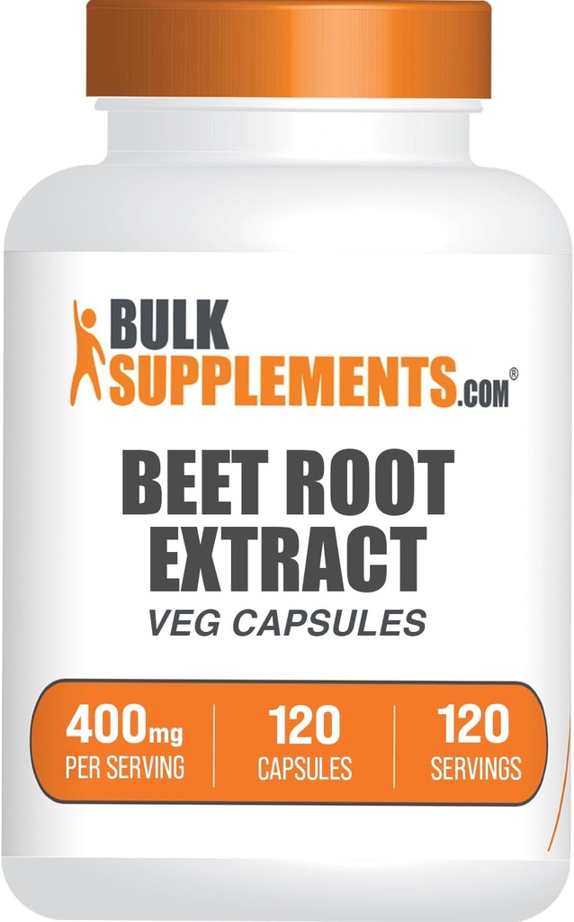 BulkSupplements.com Beet Root Extract Capsules - Beet Root Supplements, Beet Root Pills, Herbal Supplement - Vegan-Friendly, 8000 mg Equivalent, 1 Capsule per Service, 120 Veg Capsules (Pack of 1)