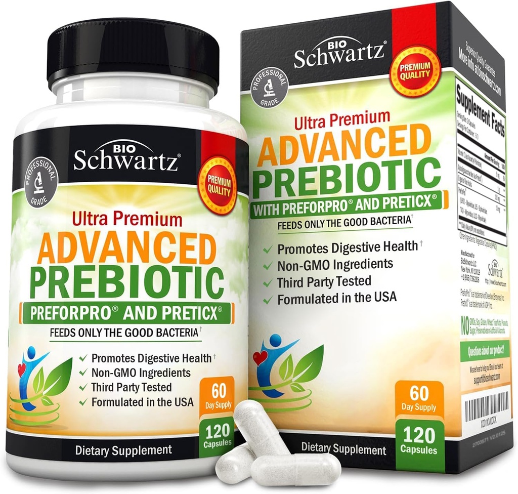 Advanced Prebiotics for Digestive Health - Γρήγορη δράση συμπλήρωμα υγείας ούρων με κλινικά επικυρωμένα πρεβιοτικά για γυναίκες & άνδρες για υγιή κόκκαλα Flora Bloating & Immune Support - 2 μήνες προσφοράς
