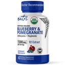 Nature's Fusions Nutri Organic Supplement 1300 mg - 800 mg 10:1 Blueberry Extract & 500 mg 10:1 Pomegranate Ekstraksiyon - USDA Organik - 60 Capsules