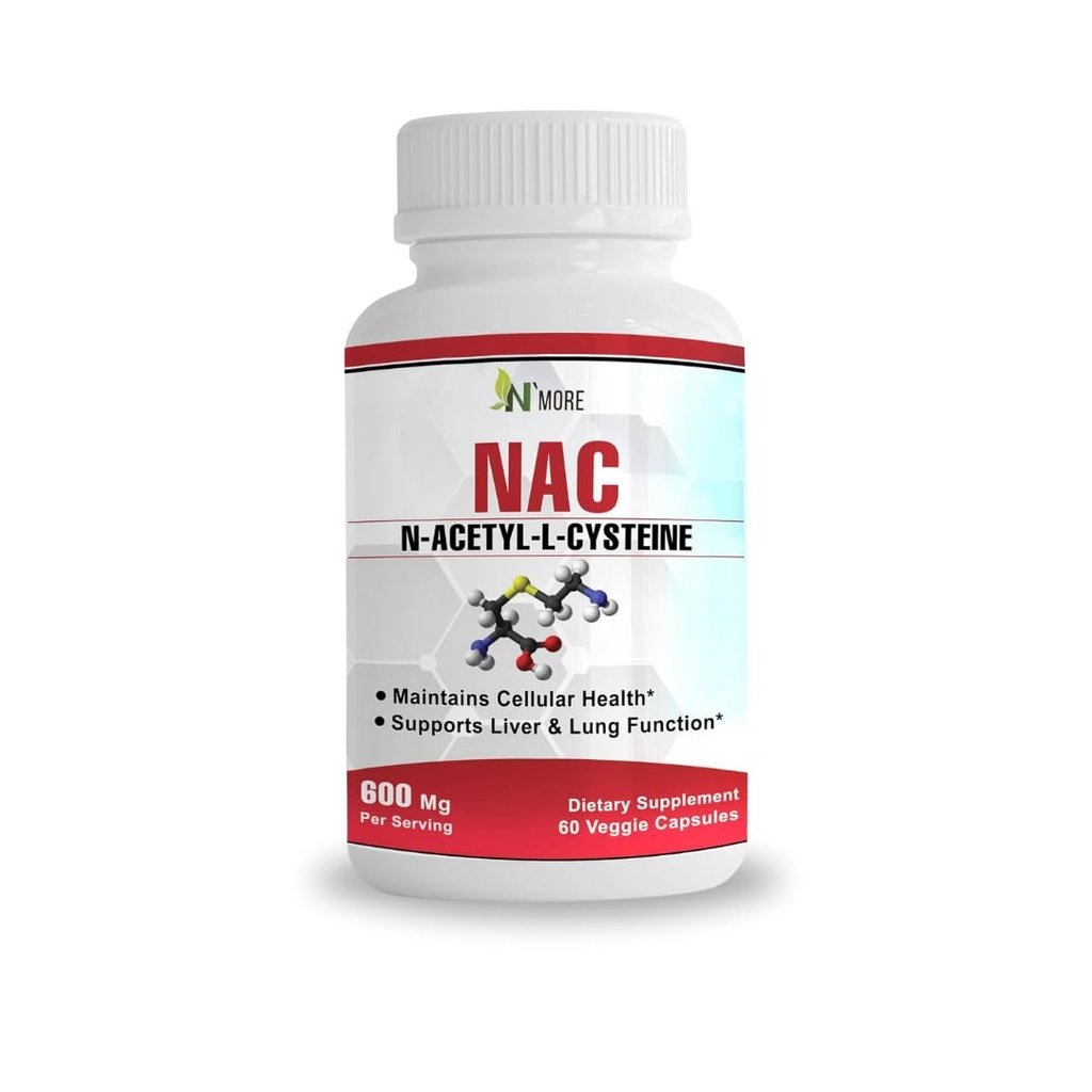 N'More N-Acetyl-Cysteine (NAC) 600Mg 60 Veggie Capsules Non-GMO, Gluten Free Free