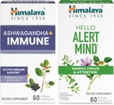 Himalaya Ashwagandha +Immune with Vitamin C for Active Immune Support & Hello Alert Mind for Energy, Focus & Dikkat, 60 Capsules Every - Schen