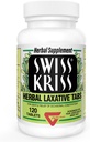 İsviçre Kriss Herbal Laxative Tabletleri, Yetişkinler ve Çocuklar için Sonsuzluk Yardımı 6-12 Saat İçinde Çalışıyor, Senna Laxative, 120 Tablet Toplam Toplam