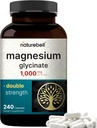 NatureBell Magnezyum Glycinate 1000 mg, 240 Capsules | 500 mg per Capsule | 100% Chelated & Nerve Support | Non-GMO, Gluten-Free