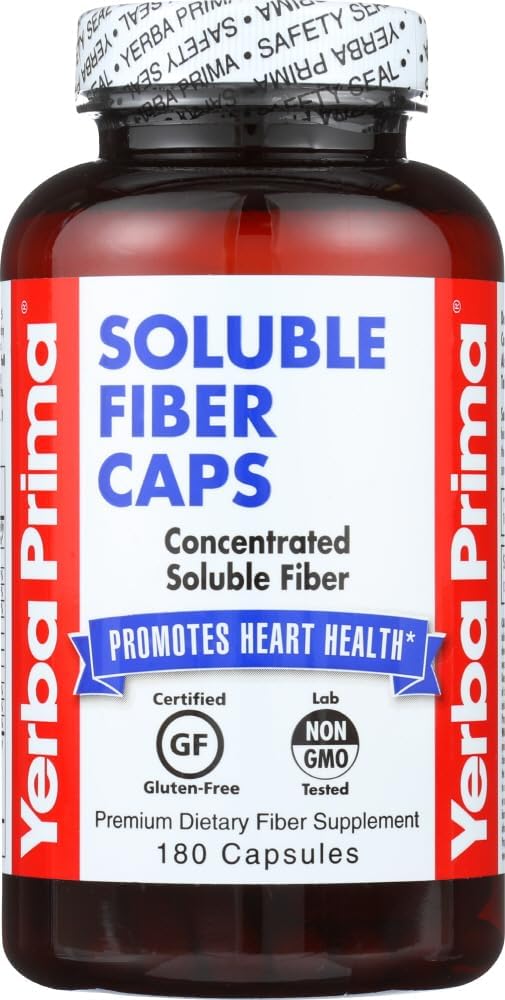 Yerba Prima Soluble Fiber Κάψουλες, 180-Count - Φυσικό συμπλήρωμα διατροφής Formula, μη ΓΤΟ, Χωρίς γλουτένη
