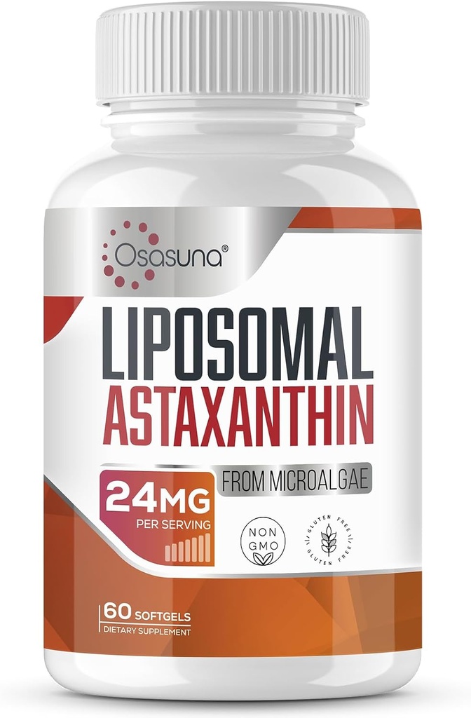 Liposomal Astaxanthin Supplement 24 MG, maksimum Aborpsiyon, Antioksit VIT C, Non-GMO & Gluten Free - 60 Softgels(2Ay Supply)