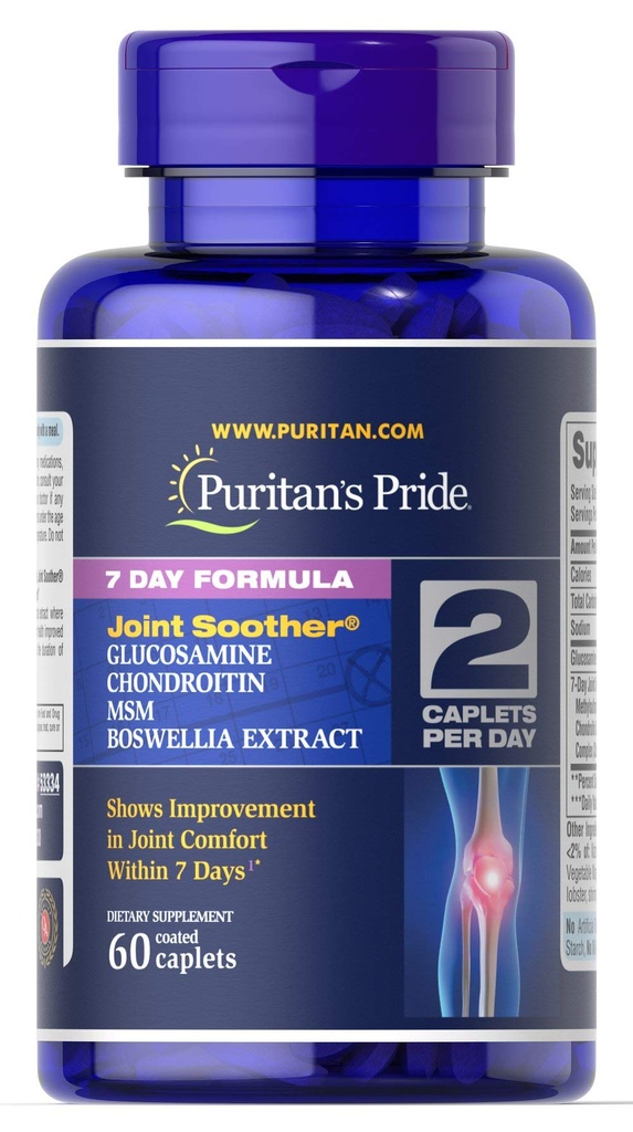 Puritan'ın Gurur 7 Günü Formula Ortak Soother Glucosamine, Chondroitin, MSM & Boswellia-60 Caplets