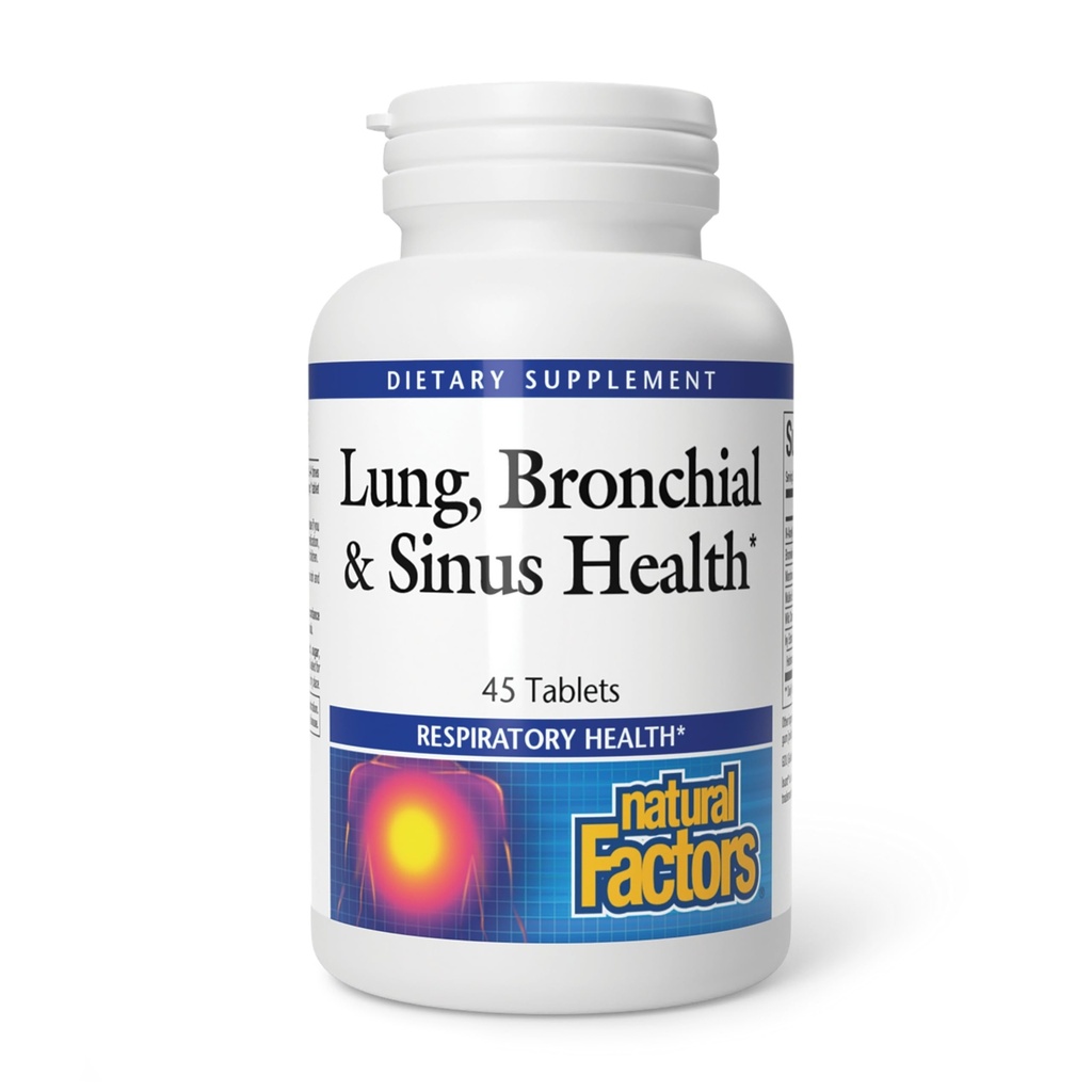 Πνεύμονας, Bronchial & Sinus Υγεία από φυσικούς παράγοντες, φυσικό συμπλήρωμα για την αναπνευστική υγεία και την εύκολη αναπνοή, 45 δισκία (45 μερίδες)