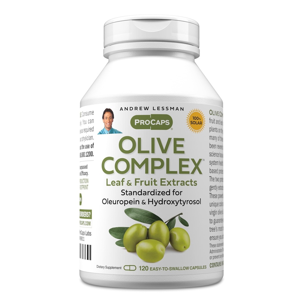 ANDREW LESSMAN Zeytin Kompleksi - 120 Capsules - Leaf and Fruit Extracts. Cardiovascular ve Immune Health'i desteklemek için Ol Europein ve Hydroxytyrosol için standartlaştırılmış. Küçük Easy to Swallow Capsules