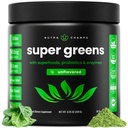 NutraChamps Super Greens Toz Premium Superfood | 20+ Organik Yeşil Veggie Tüm Gıdalar | Buğday Çim, Spirulina, Chlorella | Antioksi, Digestive Enzyme & Probiyotik Mixs (9.0 Oz, Unflavored)